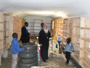 Archbishop makarios visits the renovated temporary library hall. orthodox mission kenya project 1