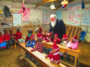 archbishop makarios with kids at Njabini